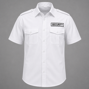 Camisa de Uniforme de Guardia de Seguridad Blanca, Manga Corta, con Botones, Doble Bolsillo, Ropa de Trabajo, Marca Personalizada, Estilo Polo para Hombre de Alta Calidad - Product Image 1