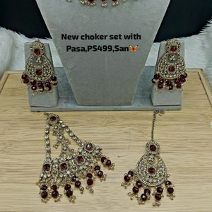 Conjunto de Collar Choker de Lujo Vintage Chapado en Oro Cobre con Perlas y Kundan, Pendientes y Maang Tikka para Mujer, Certificado por Terceros para Compromiso - Product Image 2