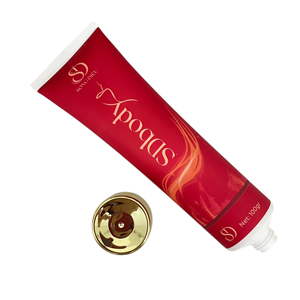 Tube en plastique PE rouge, directement de l'usine, pour l'emballage de produits cosmétiques et de soins de la peau, impression offset et estampage à chaud, bouchon à vis doré - Product Image 1