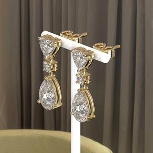 Pendientes de Diamantes Cultivados en Laboratorio, Oro Sólido de 14K, Diseño de Gota de Agua, Cierre de Rosca, Joyería Larga para Fiestas, para Mujer, Certificación IGI VVS - Product Image 3