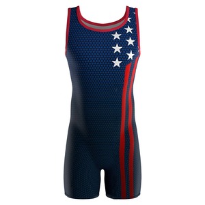 Uniforme de Lucha Libre con Diseño de Bandera Americana, Uniformes de Lucha Libre al por Mayor, Fabricante de Ropa Deportiva de Lucha Libre, Alta Calidad, Pedidos al por Mayor - Product Image 1