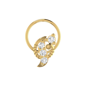AJRETAIL Joyería Fina de Oro de 14K con Diseño de Ola Mística, Piercing para la Nariz con Diamante Natural de 0.08ct - Product Image 1