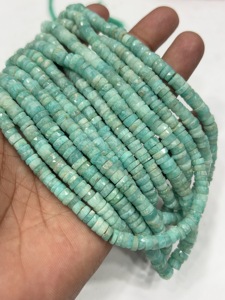 Cuentas de Piedras Preciosas de Alta Calidad para la Elaboración de Joyería, 17 Pulgadas, Amazonita Verde Natural, Facetada, Forma de Neumático, Tamaño 7-8 mm - Product Image 4