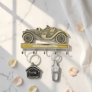 Vintage Car Wall Mounted Zinc Key Holder with Welcome Sign Antique Finish Multifunction Key <b>Rack</b> Decorative Entryway Organizer - Product Image 5