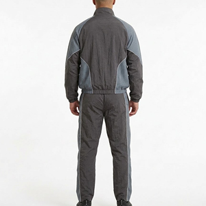 Survêtement léger en nylon sur mesure OEM, coupe-vent, avec logo imprimé personnalisé, blocs de couleur, 2 pièces, pour hommes - Product Image 3