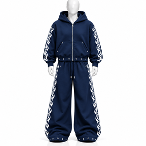 Conjunto de Sudadera con Capucha y Pantalones Deportivos Extra Grandes con Logotipo Bordado Personalizado, 100% Algodón, Manga Larga, Estilo Urbano, en Venta - Product Image 3