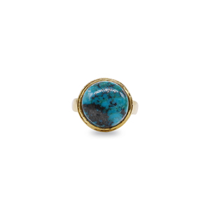 Turquoise 18K Gold Plated Brass <b>Statement</b> <b>Ring</b> | Boho December Birthstone Unisex Gemstone Jewelry - Product Image 1