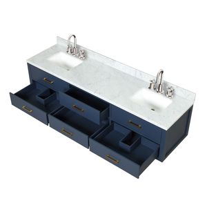 Blu 80 Pollici L X 22 Pollici Mobile Bagno Doppio con Top in Marmo di Carrara e Set Rubinetteria per Bagni Piccoli - Product Image 6
