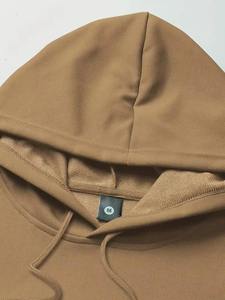 Ensemble de survêtement kaki à capuche pour homme, couleur unie, décontracté, sweat-shirt et pantalon, coupe régulière, coton mi-lourd, pour l'automne - Product Image 5
