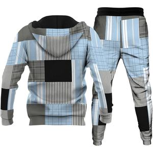 Oversized Printed Solid Pullover <b>Hoodie</b> Set Winter Two-Piece Baggy Sweatpants Hooded Collar 100% <b>Polyester</b> Men's Tracksuits - Product Image 3