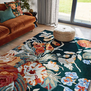 Tapis de luxe surdimensionné en laine de Nouvelle-Zélande tufté à la main, motif floral, tapis botanique contemporain, fabrication sur mesure en usine - Product Image 2