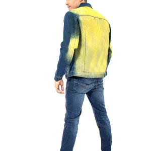<b>Men's</b> Slim Fit Denim <b>Jacket</b> Stand Collar Washed Blue Casual Winter Streetwear Regular Sleeve Zipper Closure Right Sleeve Logo - Product Image 4