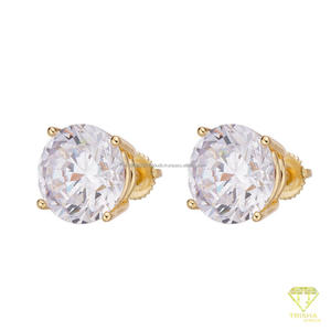 Boucles d'oreilles rondes tendance avec diamants de laboratoire en argent sterling 925, bijoux cloutés pour hommes et femmes - Product Image 2