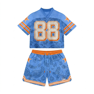 Women breathable <b>mesh</b> jersey short <b>set</b> 160 GSM polyester orange white gradient stripes sublimation logo Women's <b>Sets</b> - Product Image 4
