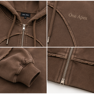 ONE APEX Women's Oversized Regular <b>Zip</b> Hoodie Premium Heavyweight Cotton Washed Streetwear Lined Winter Breathable - Product Image 4