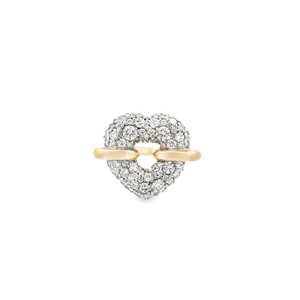 Anillos de Sello con Forma de Corazón y Cúpula, Oro Sólido de 14K, Diamante Redondo Cultivado en Laboratorio, Joyería Fina Moderna, Venta al por Mayor - Product Image 1