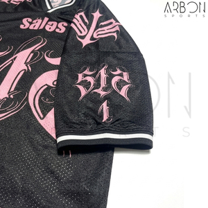 Maillots de football américain tendance, nouvelle collection, col en V, noir et rose, grandes tailles, avec impression par transfert thermique - Product Image 4
