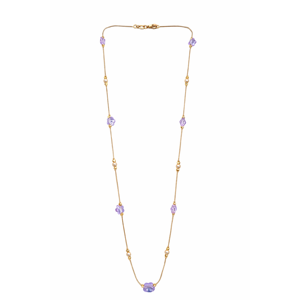 Fashion Revalia VMG9 18K Rose Gold Lavender Floral <b>Statement</b> <b>Necklace</b> Women Purple Crystal Flower Pearl Accents Link Chain - Product Image 3