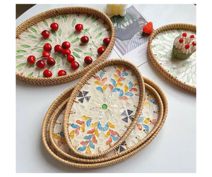 Bandeja de Almacenamiento de Ratán de Grado de Exportación con Incrustaciones de Perlas, Origen Vietnam - Elegante Bandeja Organizadora para Decoración del Hogar - Product Image 6