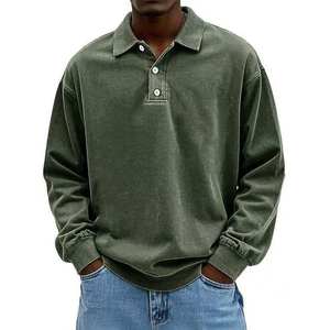 Custom Logo Vintage Washed Oversized Long Sleeve <b>Sweatshirt</b> <b>Plain</b> Basic Golf Style Streetwear Breathable <b>Sweatshirts</b> for Men - Product Image 1