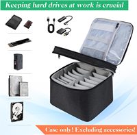 Étui de rangement rigide pour disques durs de 3,5 pouces, boîte de transport pour disques durs de grande capacité à 14 baies avec serrure, diviseurs mobiles, pochette rembourrée