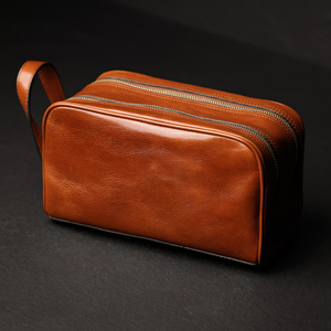 Portable Leather Toiletry Bag Waterproof Travel Dopp Kit Cosmetic Organizer Men Grooming <b>Case</b> LTB-0107 - Product Image 1