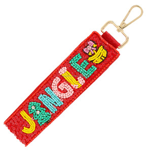 Handmade Eco-Friendly Light Weight Beaded Wristlet Keychain Strap Sequin Embroidered Letter Bag Charm Strong Accessory - Product Image 4
