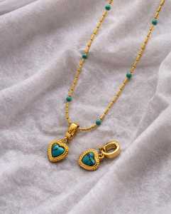 สร้อยคอจี้เทอร์ควอยซ์แบบซ้อนประดับมุก ชุบทอง 14K เงินแท้ 925 เครื่องประดับสไตล์โบโฮ - Product Image 2