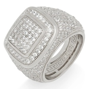 Luxury <b>Silver</b> Rhodium Plated Square Iced Out <b>Ring</b> for <b>Men</b> with Moissanite Channel Setting Bold Statement Hip Hop Fashion Jewelry - Product Image 2