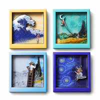 Cadre photo magnétique carré décoratif de luxe personnalisé en bois époxy 3D multicouche, écologique et étanche, pour décoration artistique de la maison