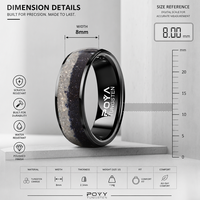 Bague de mariage pour homme en tungstène noir de 8 mm, bicolore argent et sable bleu galaxie, polie, ajustement confortable, vente en gros