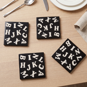 Posavasos con incrustaciones de resina Alphabets, decoración costera con temática de playa para la decoración de la Mesa de su hogar y accesorios> Tapetes y almohadillas - Product Image 2