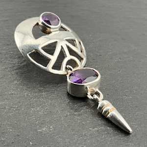 Vintage <b>Amethyst</b> Dangle Sterling Silver Pendant Necklace Handmade Purple Gemstone Jewelry Elegant Gift Women - Product Image 4