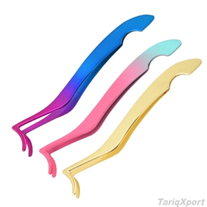 Professional Wide Tip Private <b>Label</b> False Eyelashes Tweezers Rose Gold Stainless Steel Eyelash <b>Applicator</b> for Salon - Product Image 6