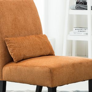 Fauteuil d'appoint sans accoudoirs en tissu chenille orange contemporain Pisano avec coussin pour salon - Product Image 5