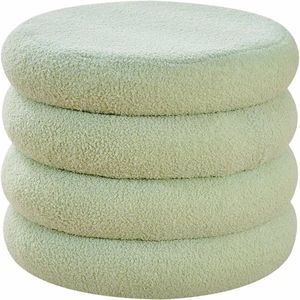 Modern <b>Round</b> Sherpa Footstool Teddy Vanity <b>Stool</b> with Flip Top Tray Upholstered Makeup Chair for Home Decor Storage Ottoman - Product Image 1