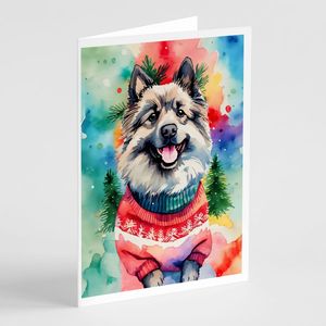 การ์ดอวยพรคริสต์มาสขนาด5x7 keeshond ขนาด A7แปลกแพ็คการ์ดเปล่า8ใบพร้อมซองจดหมาย - Product Image 1