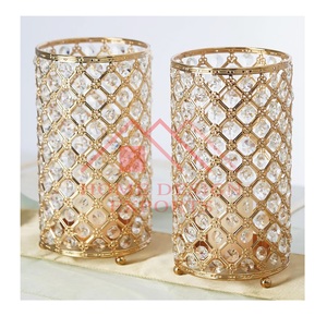 Wedding Crystal <b>Candle</b> <b>Pillar</b> Holder for Home Hotels & Restaurants l Nickel Plating Crystal <b>Candle</b> Holder Votive Hotels - Product Image 1