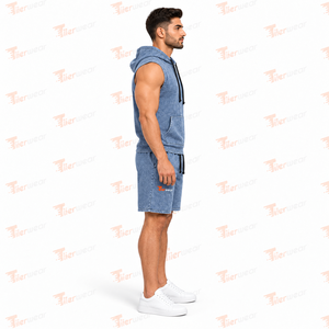Wholesale <b>Men</b> Trendy Summer Hoodie <b>Shorts</b> Set Casual <b>Lightweight</b> Streetwear 100% Cotton Quick Dry Custom OEM Private Label - Product Image 3