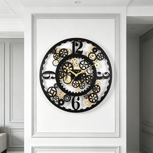 MDF wall <b>clock</b> 60cm 3D oversized gear shape skeleton timepiece with metallic finish for luxury home office décor - Product Image 4