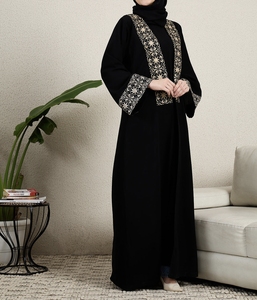 High Quality Beautiful Dubai Women Abaya Traditional Islamic Muslim Clothing & <b>Accessories</b> <b>Floor</b> Length Long Sleeves Front Open - Product Image 3