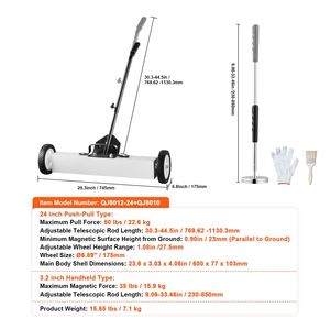 Separatore Magnetico Telescopico da 24 Pollici con Ruote, Manico Regolabile, Capacità 50 Libbre, Strumento di Raccolta Magnetico per un Comodo Stoccaggio degli Attrezzi - Product Image 5