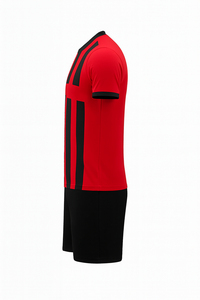 Red Black <b>Soccer</b> Jersey Set Flag Solid Printed Front Quick Dry Polyester Football Uniform Custom Teamwear Short Sleeve Match Kit - Product Image 4