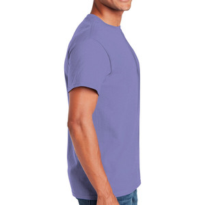 Camiseta de Cuello Alto Holgada para Hombre, Estilo Urbano, 100% Algodón Ecológico, Color Violeta Personalizado 2025 - Product Image 1