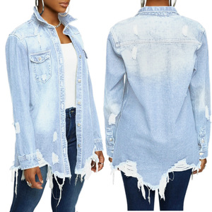 Fashion Women Ladies Casual Spring Autumn Ripped Stretch <b>Denim</b> <b>Jacket</b> Jeans Coat - Product Image 5