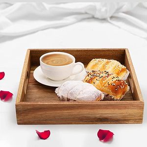 Handmade Solid Acacia Wood Tray – Breakfast, Coffee <b>Table</b> & Ottoman Serving Tray, Durable <b>Kitchen</b> Accessory & Home Decor Pie - Product Image 3