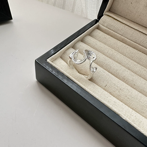 Bague de fiançailles unisexe en argent sterling S925, design coréen ethnique, texture herbe de Tang, tendance, personnalité ondulée - Product Image 2