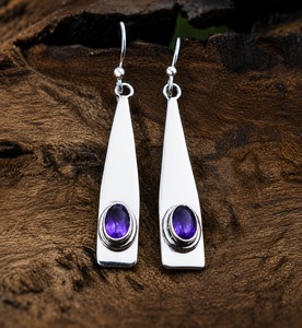 Pendientes Colgantes de Plata de Ley 925 con Amatista Púrpura Natural, Hechos a Mano, Certificados por IGI, para Oficina/Trabajo, Joyería Fina, Heaven Crafts - Product Image 4