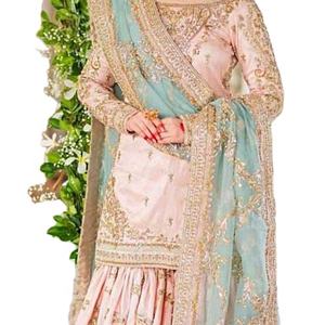 Gharara-vestido de seda bordado, colección de boda de lujo, estilo indio y paquistaní, gran oferta, 2023 - Product Image 1