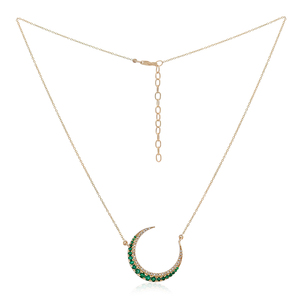 Collar con Colgante de Luna Creciente de Diamante Natural y Oro de 14k, Joyería Fina, Colgante de Luna Esmeralda - Product Image 2